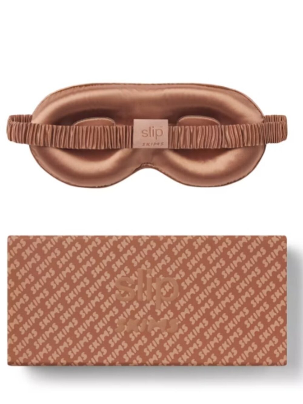 NEW Slip x Skims Contour Sleep Mask Sienna Brown Protect Eyelashes Sleeping NEW